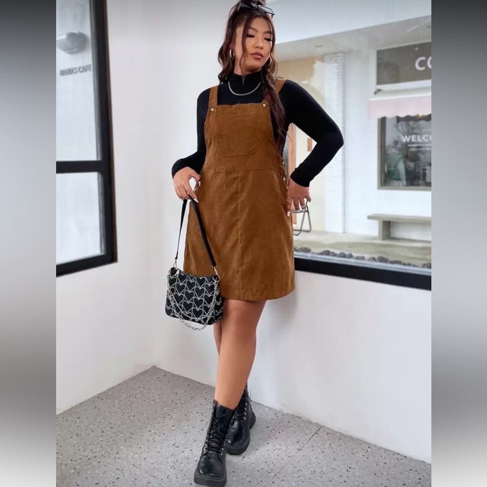 SHEIN Corduroy Overall Mini Dress – Perfect for Layering - Picture 4 of 9